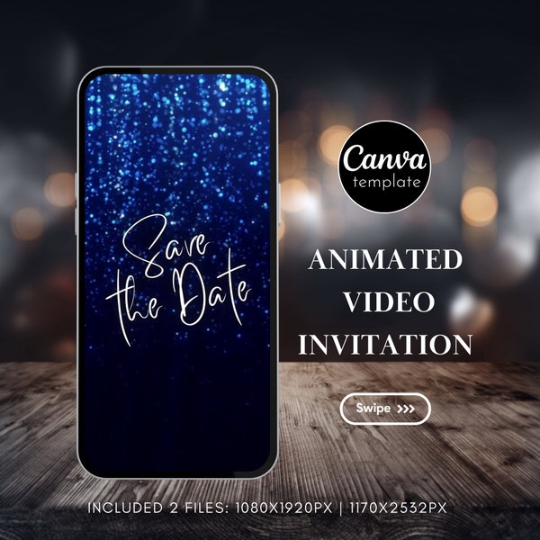 Editable Black and Blue Neon Save the Date Animated Invitation Template Digital Instant Download Video Invite Birthday evite video 5