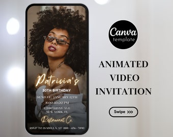 Digital Photo Birthday Party Invitation Phone Invitation for Birthday Any Age and Gender Editable Invitation Text Invitation Digital Evite