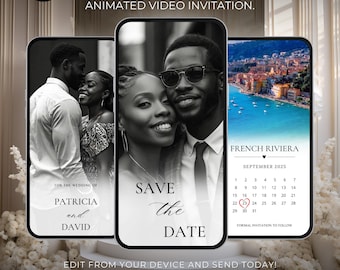 Digital Save The Date Template, Minimalist Wedding Save The Date Video Invitation, Photo Save The Date Calendar, Editable Template Download