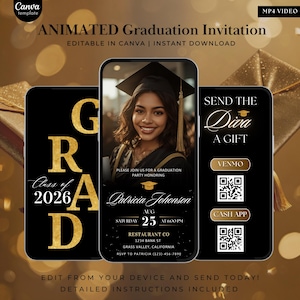 Digital Graduation class of 2026 Invitation, College Graduation Video Invitation, Animated Grad Announcement, Graduation Party Invitation769