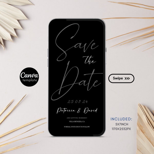 Minimal Save the Date E-invite Editable Template Digital Invite Electronic Save the Date Instant Download modern wedding invite printable