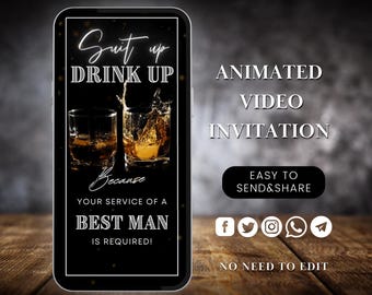 Best Man Proposal Video Card Groomsman Proposal Video invite digital animated invitation Will you be my Groomsmen card wedding