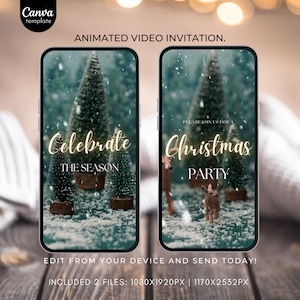 Convite para festa de Natal editável Convite para festa de Natal Convite eletrônico Modelo de vídeo Convite digital de Natal para download386