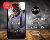 Editable Birthday Invitation Template with photo Brunch Party Men Mobile Invite for Men's Birthday Party Video Invite Adult Birthday 285