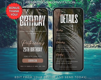 Birthday Weekend itinerary template, travel itinerary,  Girls Trip, Birthday Weekend Invitation Video, Digital itinerary, Weekend Itinerary