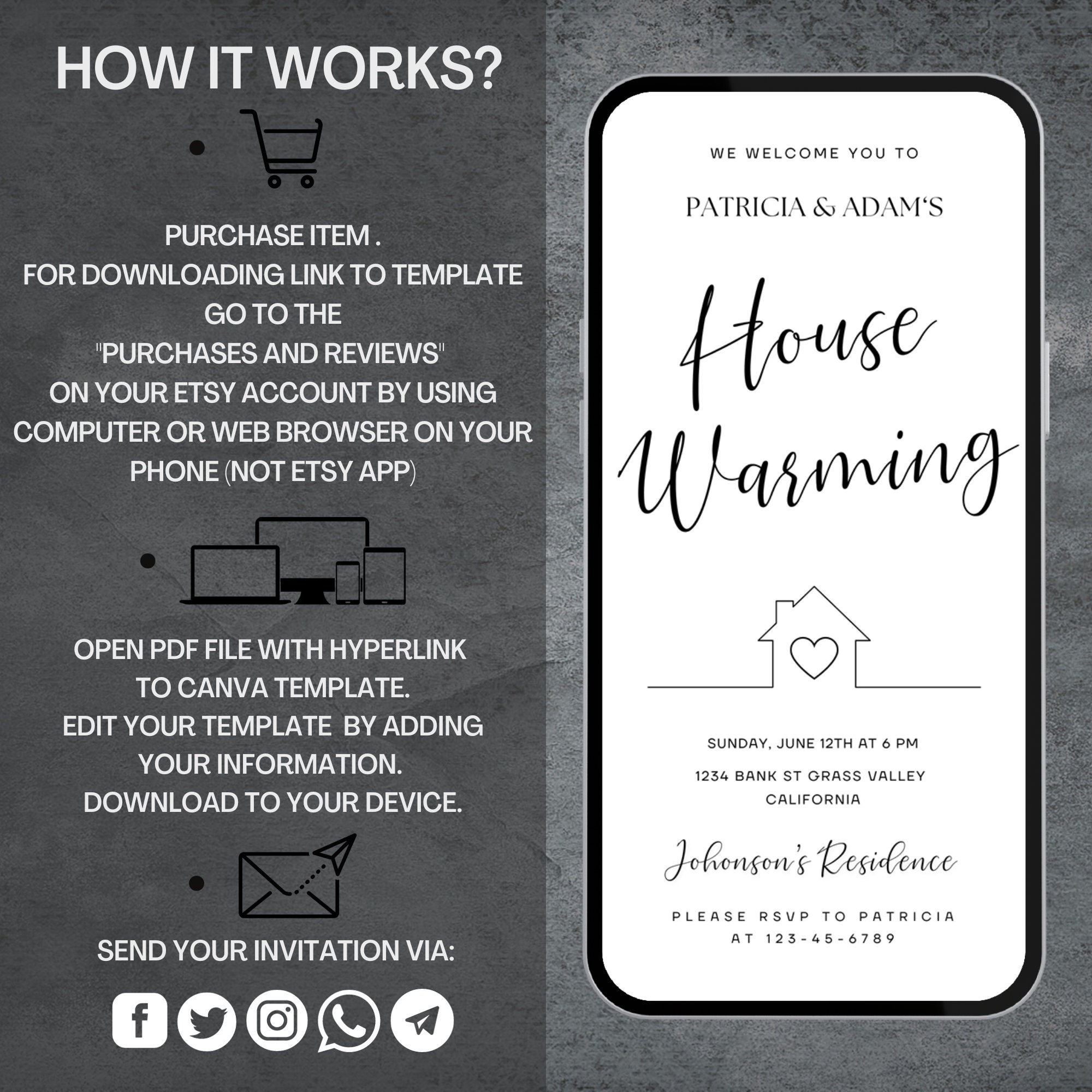 Housewarming Invitation Template, Editable Housewarming Party Invites ...
