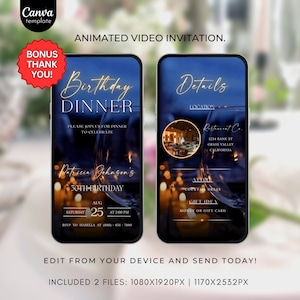Animated Birthday dinner video invitation,digital birthday party invitation,text invitation dinner party,birthday dinner, digital invite 531