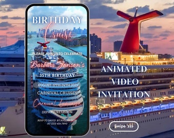 Video Cruise Invitation Template Birthday Cruise for her Animated Invitation MSC Carnival Cruise Itinerary Template Birthday Party Invite299