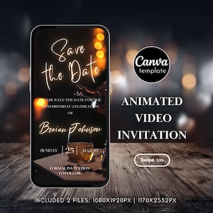 Digital Whiskey-Themed Surprise Party Invitation for Men&#39;s Birthday Editable Video Invite Save The Date Whiskey Birthday Invitation 41