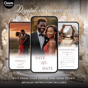 Digital Save The Date Template, Minimalist Wedding Save The Date Video Invitation, Photo Save The Date Calendar, Editable Template Download