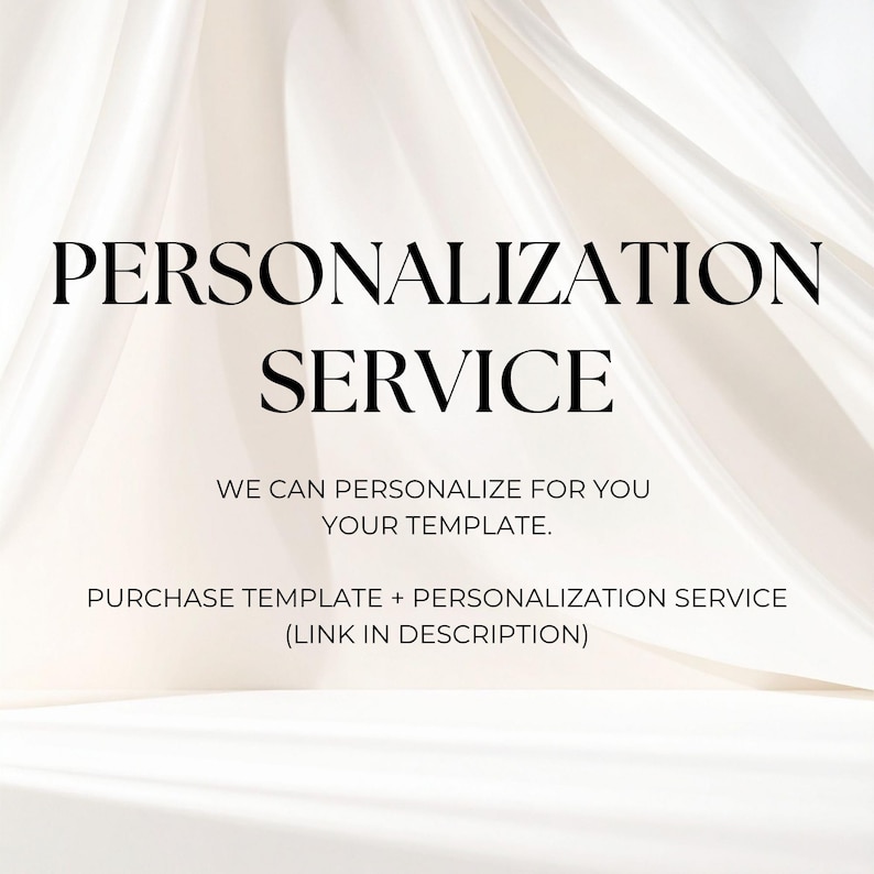 Pu&ograve; includere: Immagine con il testo "SERVIZIO DI PERSONALIZZAZIONE" in un carattere elegante. Sotto, il testo recita "POSSIAMO PERSONALIZZARE PER TE IL TUO MODELLO." Il testo in basso dice "ACQUISTA MODELLO + SERVIZIO DI PERSONALIZZAZIONE (LINK NELLA DESCRIZIONE)".