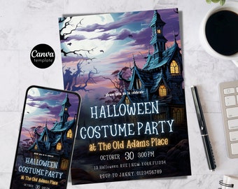 Halloween Invitation Haunted House Halloween Costume Party Invite 5x7 Editable Template Instant Download PDF JPG PNG Printable invite 255