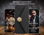 Digital Men Birthday Invitation, Men Invitation With Photo, Invitation for Men, Animated Invite, Birthday party Mobile Editable Template 611
