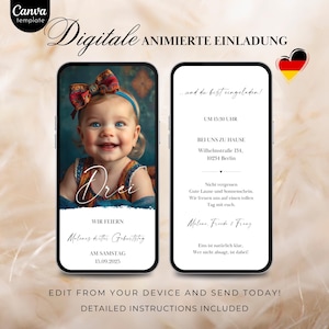 Digitale Einladung Geburtstag, digitale personalisierte Einladungskarten zum Kindergeburtstag Foto, eCard Einladung Mädchen Junge 785