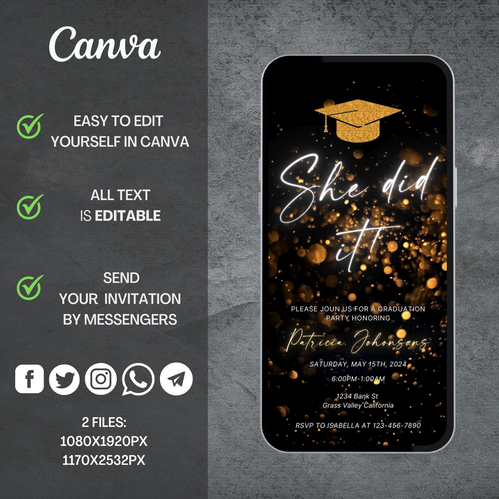 Digital Class of 2025 Graduation Party Invitation, Modern Graduation ...