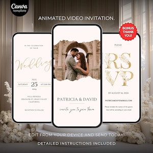 Animated Wedding Invitation, DIY Template Design, Wedding Video Invitation, Wedding RSVP Invite, Premade Digital Wedding Electronic Invite