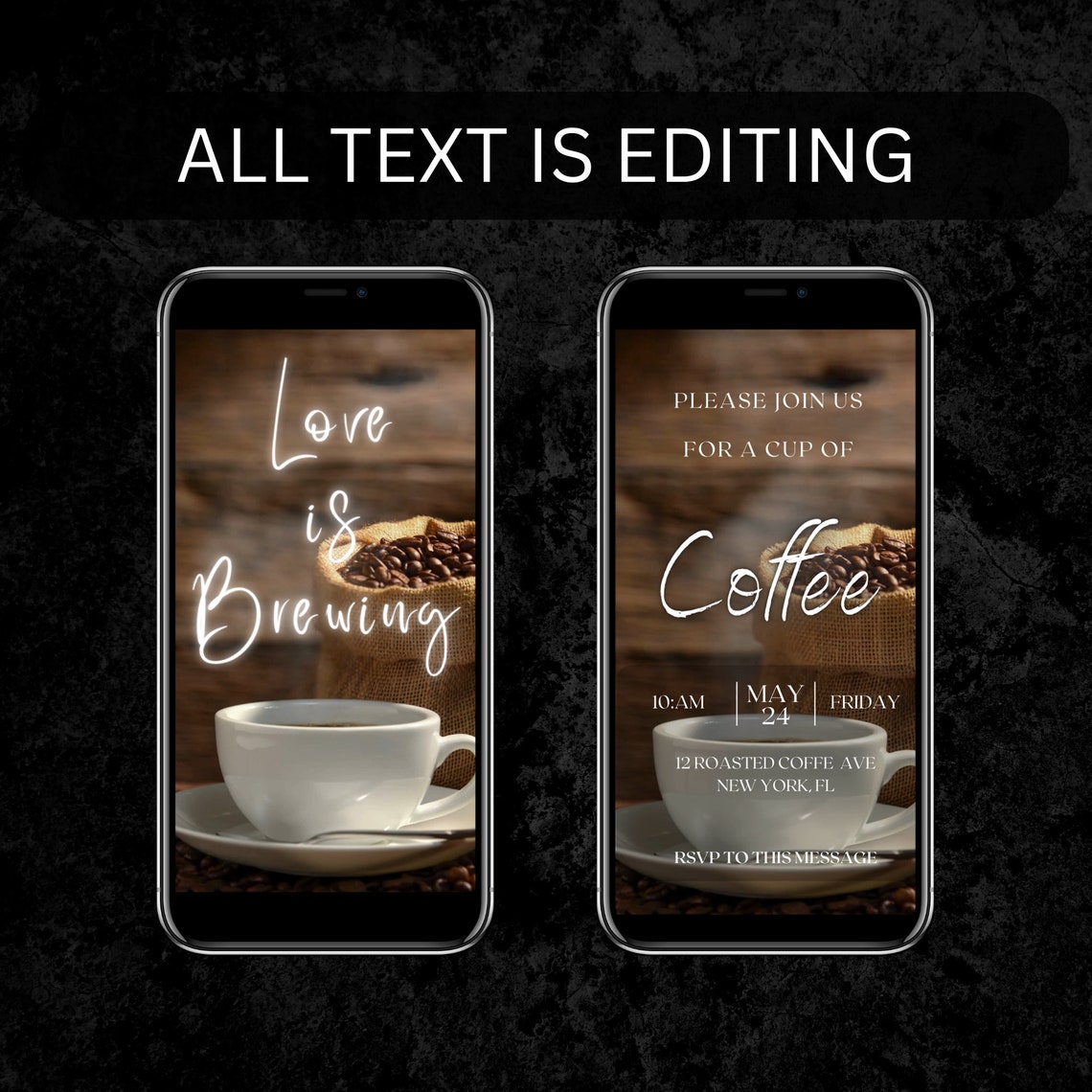 Coffee Rave Invite Coffee Theme Editable Invitation Template Animated Coffee Invitation ...
