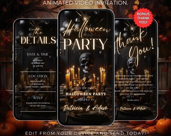 Halloween Dinner Party Invitation, Halloween Bash Template, Editable Halloween Costume Party, Spooky Bash Invite Itinerary 672