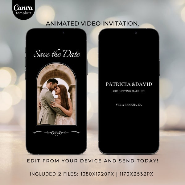 Wedding Video invite with photo Save the Date Invitation Template Minimalist Wedding Invitation Instant Download Digital Phone Invitation