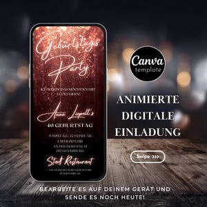 Geburtstags Party Einladung Animierte Einladungskarten| Digitale Whatsapp Instagram Facebook Email Einladungen| eCARD Geburtstags Party 22