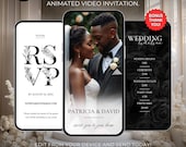 Black and White Video Wedding Invite Template, Editable Animated Wedding Invitation RSVP Save The Date Template Digital Canva Template 740