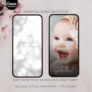 Você será minha madrinha Convite de vídeo para proposta Cartão de proposta para padrinhos Clássico Minimalista Moderno Você será minha madrinha Modelo 443