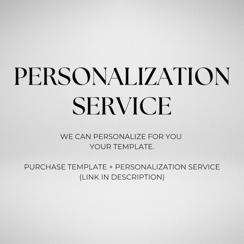 Pu&ograve; includere: Grafica con le parole "SERVIZIO DI PERSONALIZZAZIONE" in un carattere audace ed elegante. Sotto, si legge "POSSIAMO PERSONALIZZARE PER TE IL TUO MODELLO". Il testo in basso recita "ACQUISTA MODELLO + SERVIZIO DI PERSONALIZZAZIONE (LINK NELLA DESCRIZIONE)".