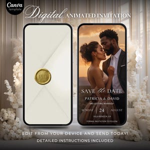 Digital Save The Date Vorlage, minimalistische Hochzeit Save The Date Videoeinladung, Foto Save The Date Kalender, bearbeitbare Vorlage Download
