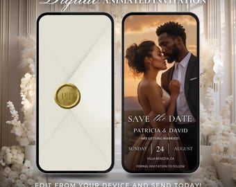 Modèle numérique réservez la date, faire-part vidéo de mariage minimaliste, réservez la date, calendrier photo, modèle modifiable à télécharger