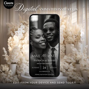 Digital Save The Date Template, Minimalist Wedding Save The Date Video Invitation, Photo Save The Date Animated Editable Template Download