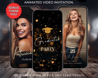 Digital Class Of 2024 Graduation Party Invitation, Modern Graduation Announcement, Animated College Announcement Invite Self Editable invite