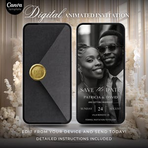 Animierte Save The Date Video-Einladung, DIY Canva Template-Design, Feier einladen, Hochzeitsdatum Evite, Heiraten Digital Invite