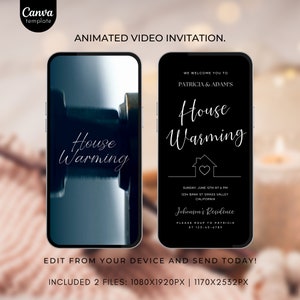 Housewarming Invitation Template Editable Housewarming Party Invites Digital Home Sweet Home Instant Download modern mobile video invite 470