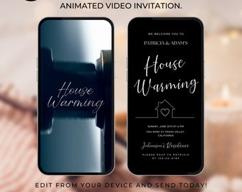Housewarming Invitation Template Editable Housewarming Party Invites Digital Home Sweet Home Instant Download modern mobile video invite 470