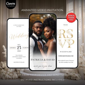 Animierte Hochzeitseinladung, DIY-Vorlagendesign, Hochzeitsvideo-Einladung, Hochzeits-RSVP-Einladung, Vorgefertigte digitale Hochzeits-elektronische Einladung