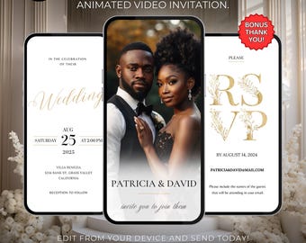 Animated Wedding Invitation, DIY Template Design, Wedding Video Invitation, Wedding RSVP Invite, Premade Digital Wedding Electronic Invite