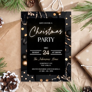 Christmas Party Invitation Editable Template Printable Holiday Party Invite Christmas Dinner invite Digital Template Xmas Party e-vite 410