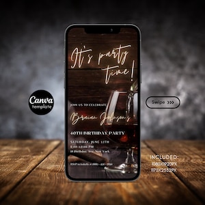 Whiskey-Themed Digital Save the Date Invitation for Men Birthday Party Editable Template Adult Birthday Invite Modern Electronic invite 231