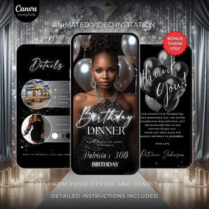 Digital Birthday Dinner invitation, Birthday Dinner Animated, Digital Birthday Party Invite, Editable Template, Birthday Party,text evite597