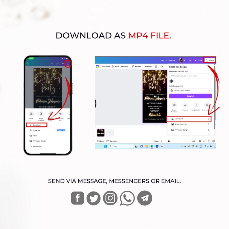 Editable Black and Gold Birthday Party Invitation Template Digital ...