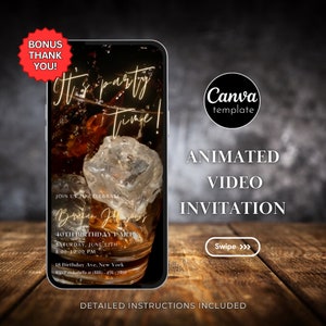 Birthday Party Digital Invitation Template Whiskey-Themed 50th Birthday Invitation for Man Birthday Whiskey Evite Surprise Party Invite 321