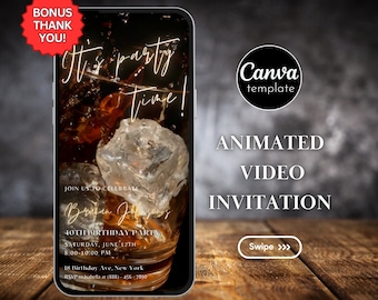 Plantilla de invitación digital para fiesta de cumpleaños Invitación para el 50 cumpleaños con temática de whisky para hombre Invitación para fiesta sorpresa de whisky de Evite 321