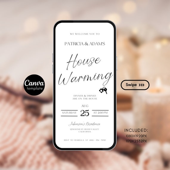 Minimal House Warming Invitation Template House Warming Invite Digital Mobile Invitation Download Simple Modern House Warming Invite Phone