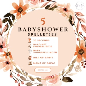 Babyshowerspellen • Pakket met 5 verschillende spellen! • Afdrukbaar • Nederlands (NL)
