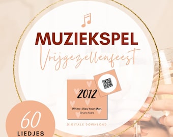Vrijgezellenfeest Hitster • 60 liedjes! • Nederlands (NL)  • Afdrukbaar •