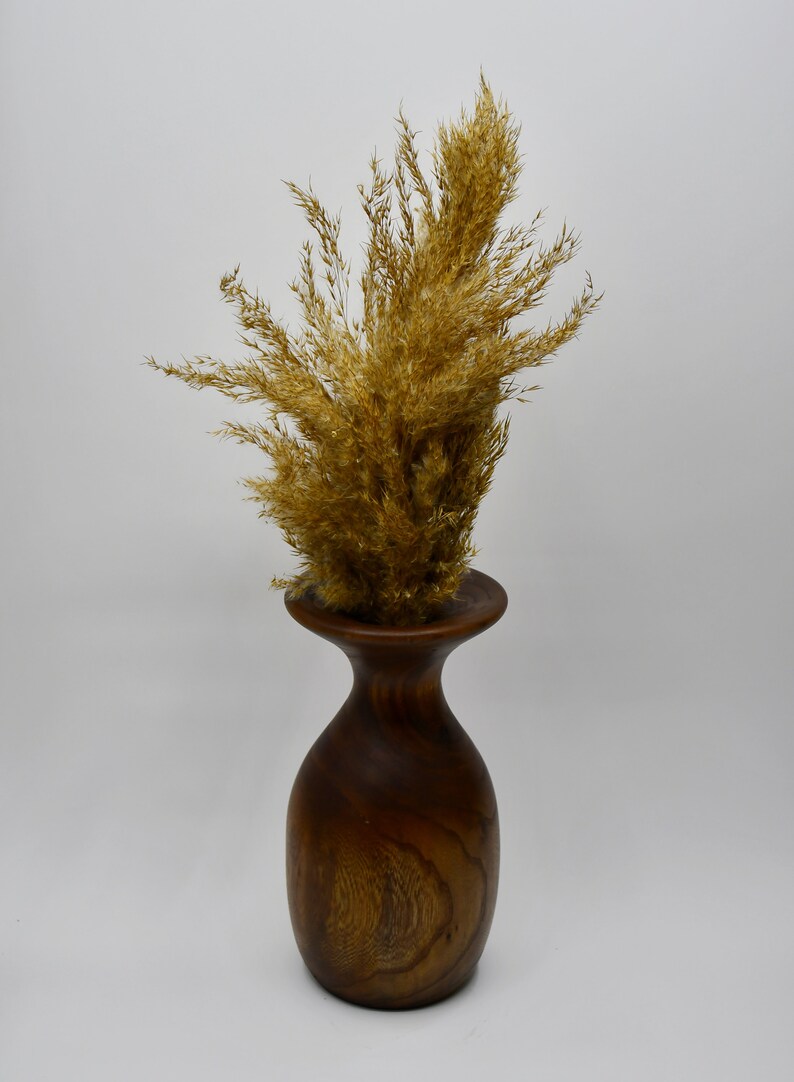 Vase en bois fait à la main Vase décoratif au sol haut Vases en bois Fleurs séchées Décor naturel unique Décor de bureau Cadeau de pendaison de crémaillère image 2