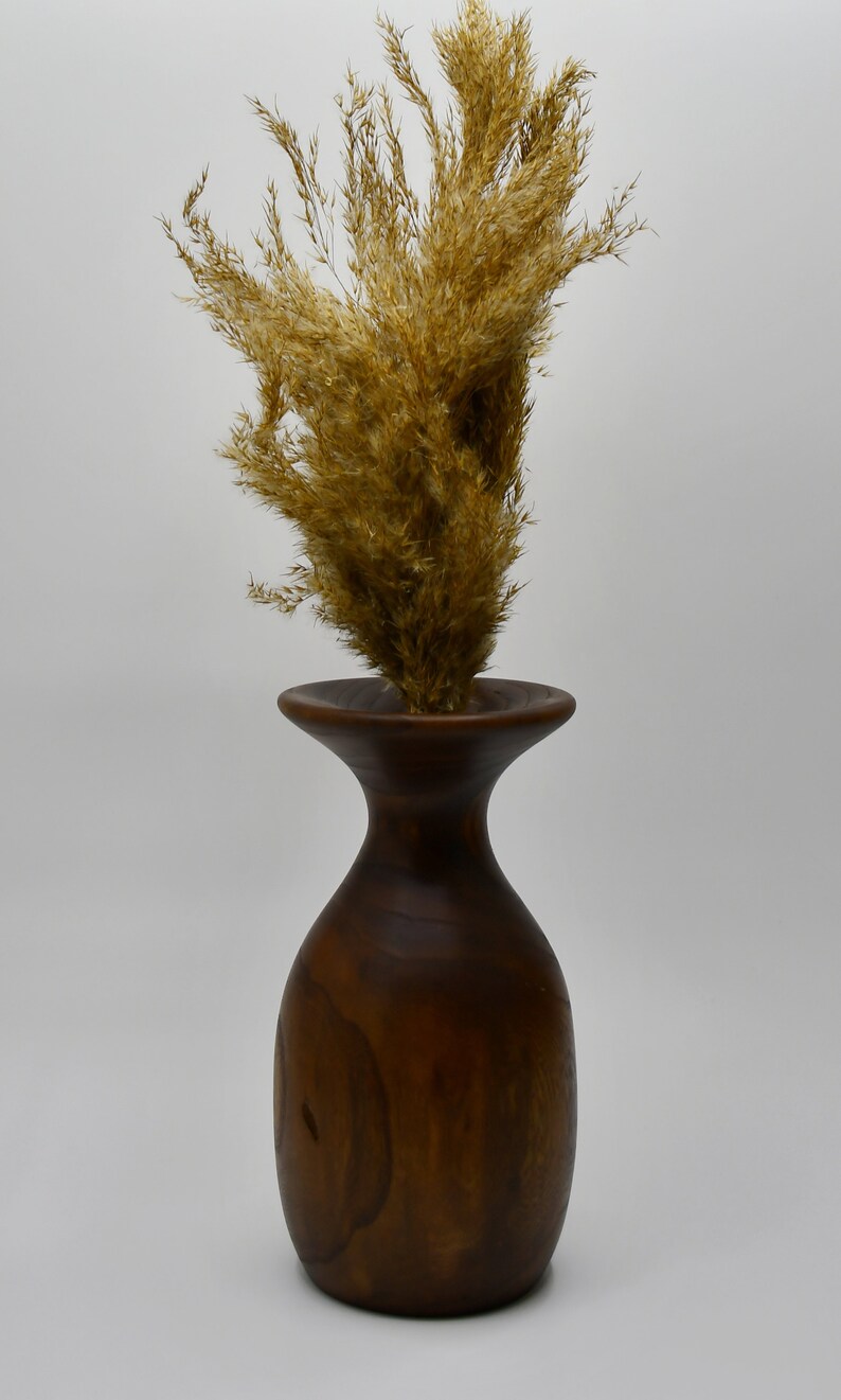 Vase en bois fait à la main Vase décoratif au sol haut Vases en bois Fleurs séchées Décor naturel unique Décor de bureau Cadeau de pendaison de crémaillère image 9