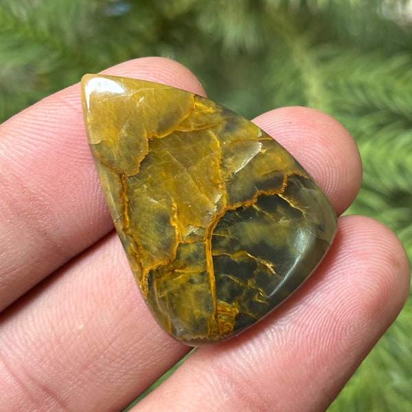 Natural Marium Jasper Sun-Kissed Yellow and Green Jasper Gemstone for Necklace - Natural Marium Stone Pendant