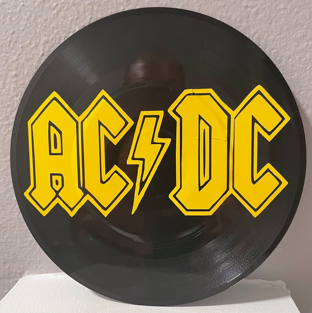 AC/DC Themed Vinyl Record Wall Art Created on A Recycled 45 RPM (7 Inch ...
