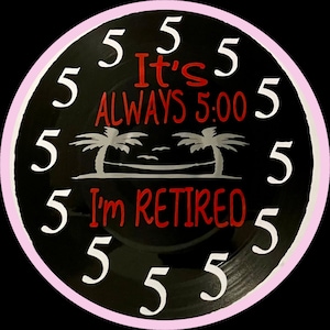 Jimmy Buffett inspired  Vinyl Record Wall Art Based On The Popular "Its 5:00 Somewhere" Theme.  Created On  Recycled 7 Inch Vinyl Record